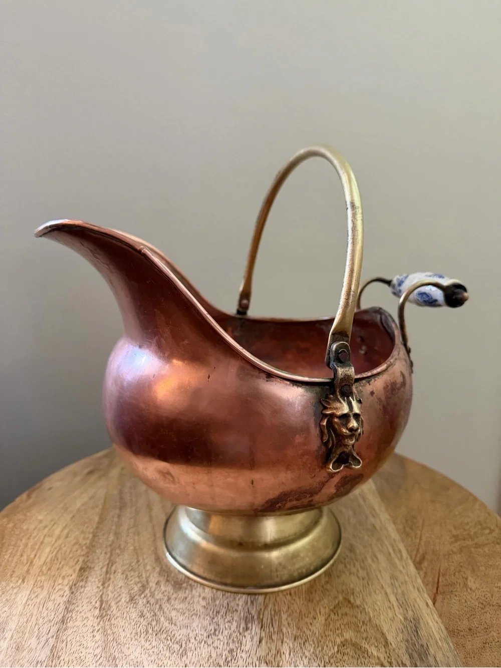 Antique Brass and Copper Scuttle Bucket